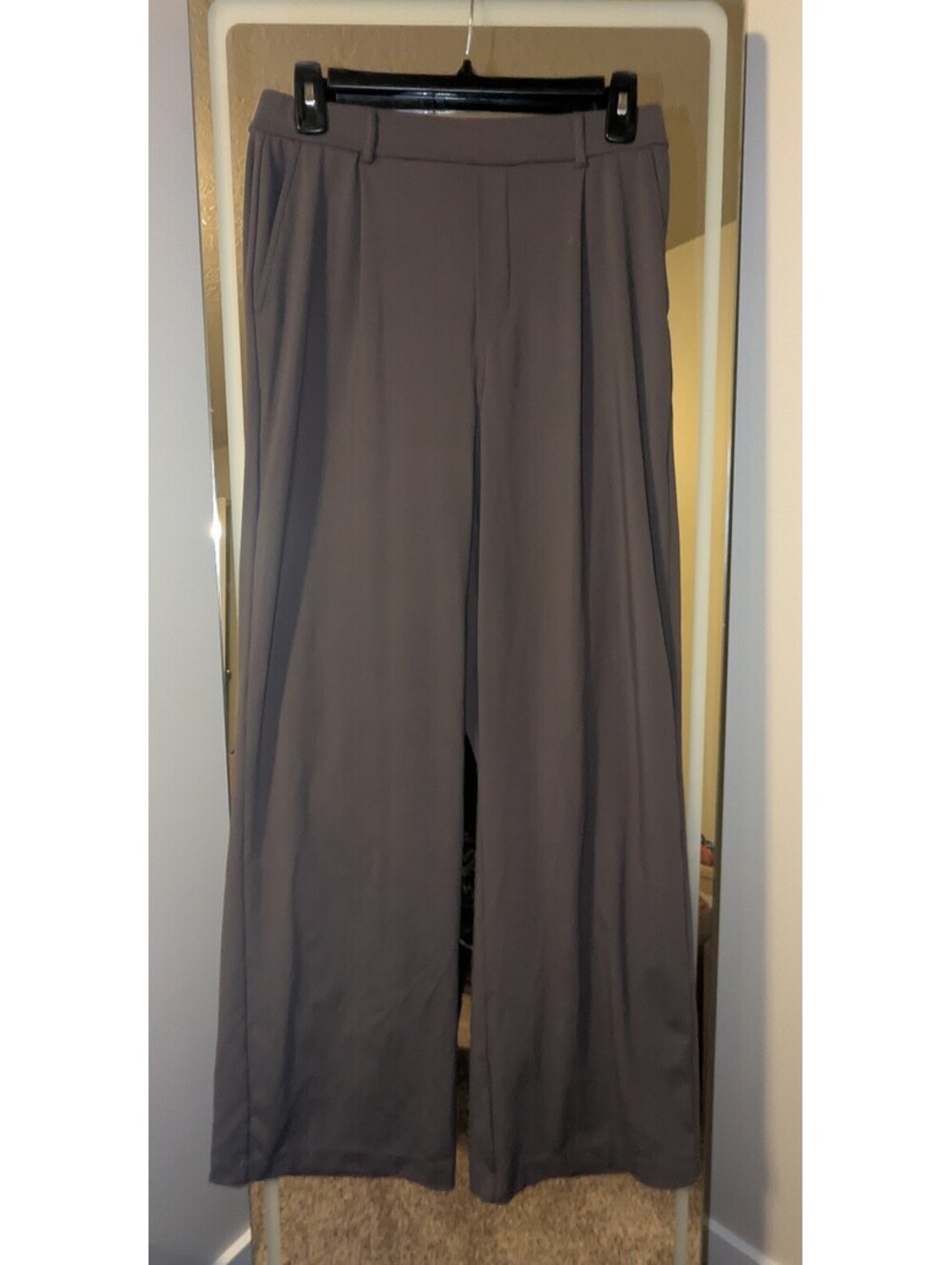 Ewedoos Women's Gray Wide-Leg Dress Pants High Waist with Belt Loops